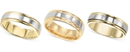 Macy's Men's Two-Tone Polished Band in 14k Gold & White Gold